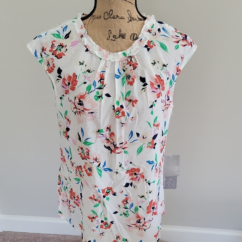 Daniel Rainn White Floral Blouse